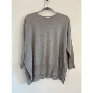 Mer-Sea Grey Oversized Heart Elbow Patch Button Side Sweater OS